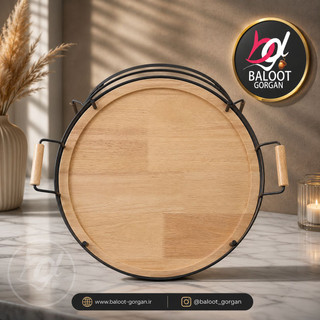سینی چوبی گرد دستهدار